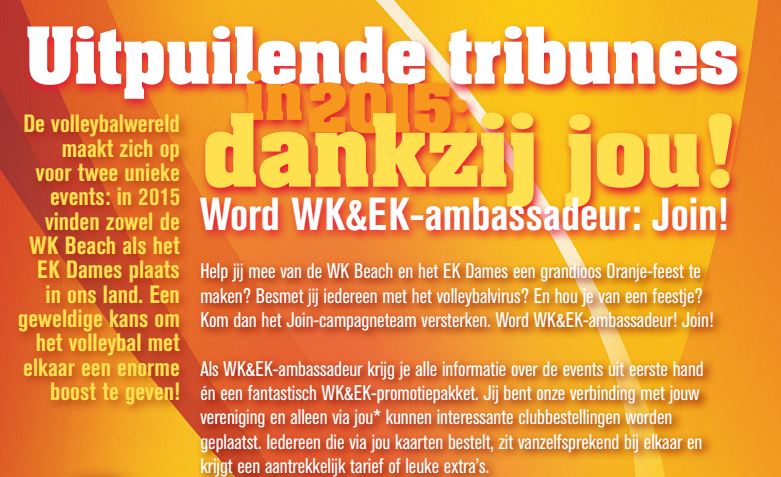 Oproep: meld je aan als ambassadeur Internationale volleybalevenementen!